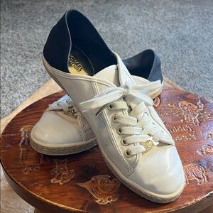 Michael Kors White and Black Low-Top Lace-Up Sneakers